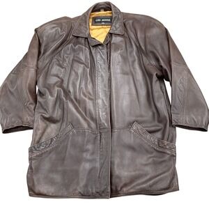 Luis Alvear Jacket Women Medium Brown Leather‎ Soft Distressed Raglan 80s VTG